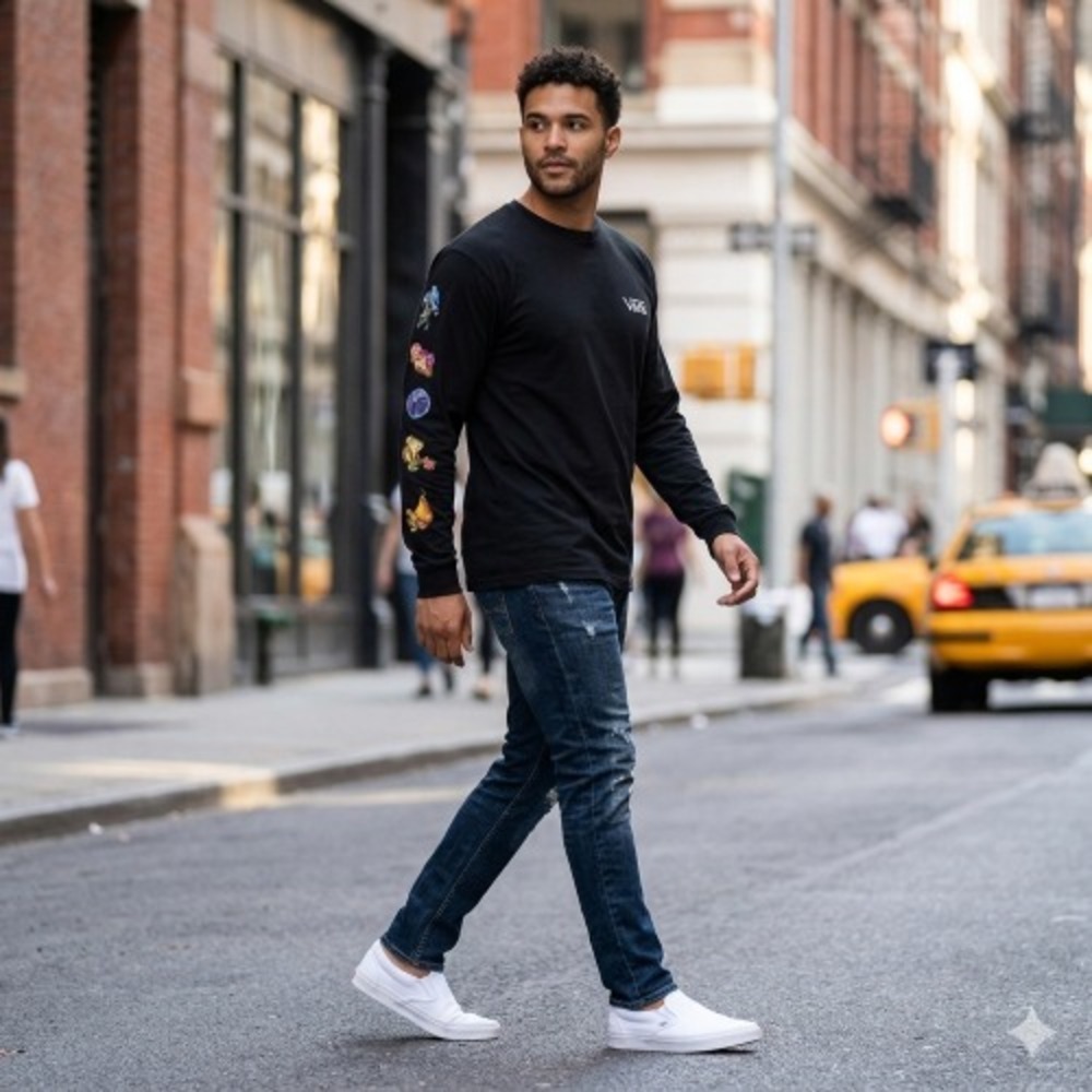 Vans Men's Still Life Long Sleeve Tee Black XL | Classic Graphic Style